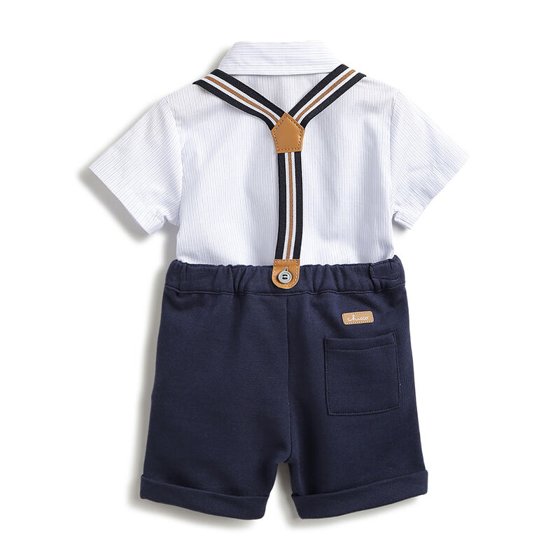 Boys Dark Blue Shirt with Short Trousers image number 1